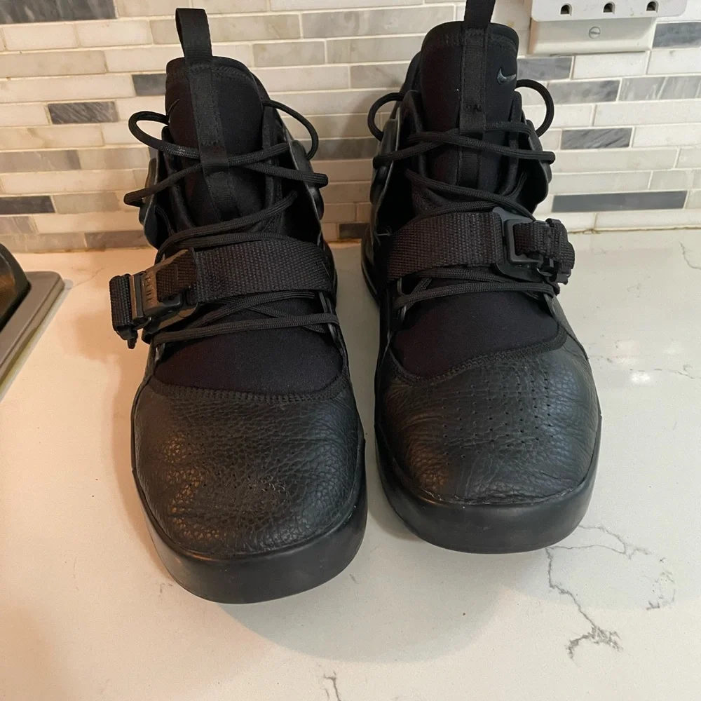 Nike Air Force 270 Triple Black High top buckle strap Sneakers Mens 11